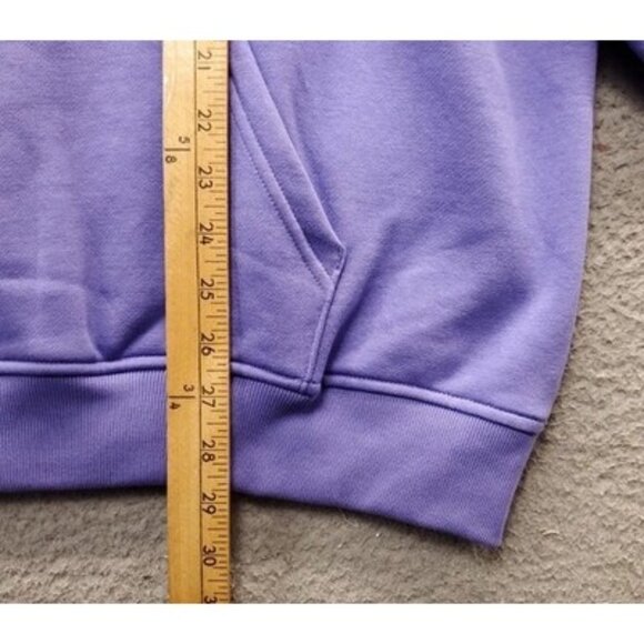 Adidas Pullover Hoodie Women Medium Purple Oversized Ribbed Cuff Kangaroo Pocket - Picture 4 of 8